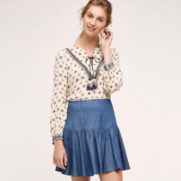 Anthropologie Dresses & Skirts - Anthro CoreyLynnCalter Denim Tiered Ruffle Skirt